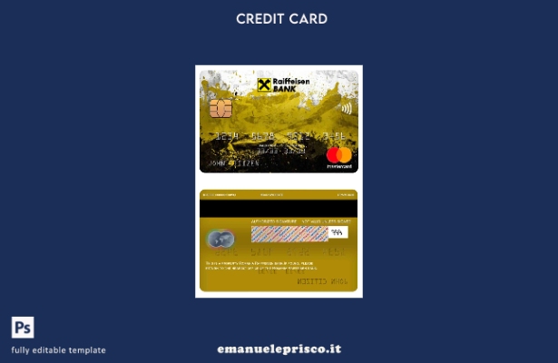 modello di mastercard bancaria Romania Raiffeisen in stile verificato